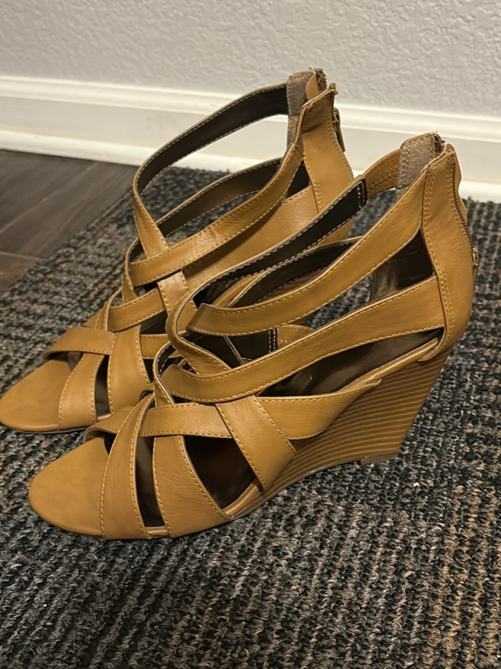 Women’s Tan Strappy Wedge Sandals